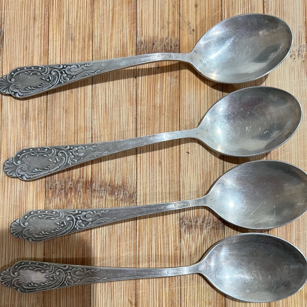Just in- set of 4 dessert sterling silver spoons